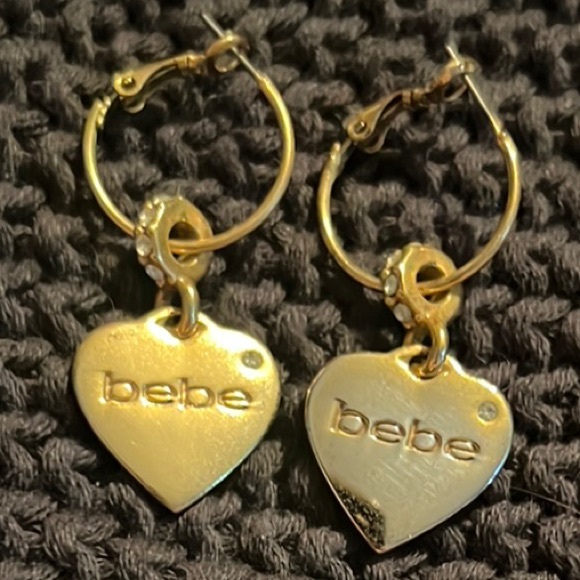 Bebe Gold Heart Charm Earrings - Picture 1 of 1